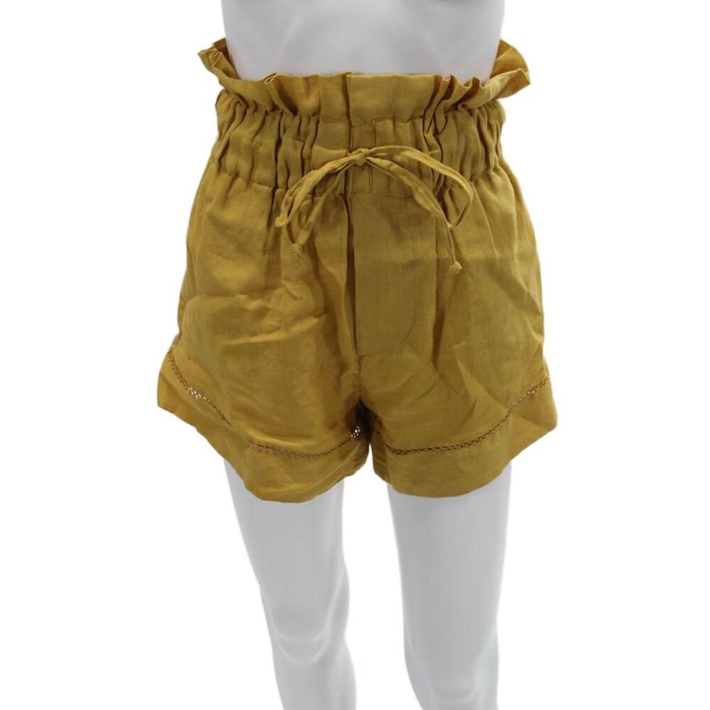 Meiling Unisex Bohemian Yellow Linen Drawstring Shorts Size XS